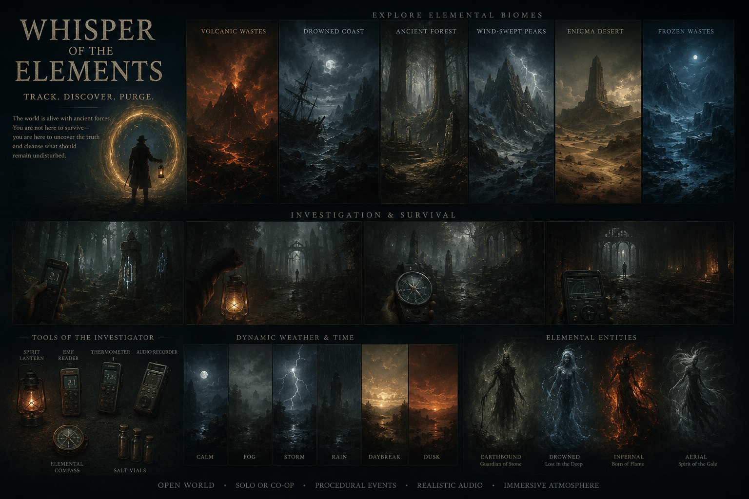Biome and NPC concept art for Whisper of the Elements